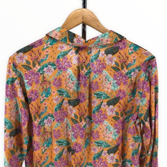 Nrvna Mode Cosette Floral Blouse Long Sleeve Viscose V-Neck size Small NWT - Picture 7 of 12